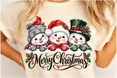 Merry Christmas Snowman Trio PNG | Cozy Vintage Christmas Product Image 4