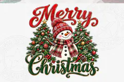 Merry Christmas Snowman PNG Design, Red Knit Hat and Buffalo Product Image 5