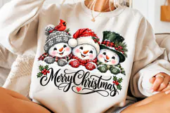 Merry Christmas Snowman Trio PNG | Cozy Vintage Christmas Product Image 5