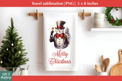 Retro Snowman towel sublimation, Christmas towel design Product Image 1