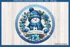 Merry Christmas Snowman Door Sign Sublimation Png Template Product Image 5