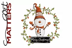 Merry Christmas Snowman Wreath - 300 DPI - Hand Painted Product Image 4