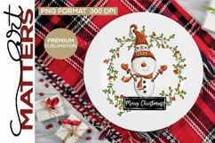 Merry Christmas Snowman Wreath - 300 DPI - Hand Painted Product Image 2