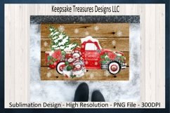 Merry Christmas Red Vintage Truck Doormat Design Product Image 2