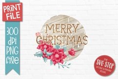 Merry Christmas Sublimation Design with poinsettia flowers