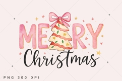 Merry Christmas PNG, Pink Preppy Christmas Color Tree Cake Product Image 7