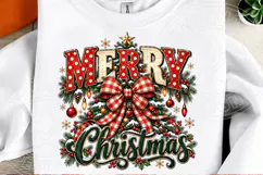 Merry Christmas Sublimation PNG, Vintage Red Polka Dot Typog Product Image 2