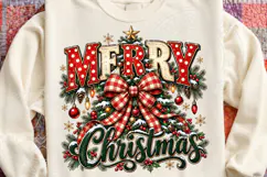 Merry Christmas Sublimation PNG, Vintage Red Polka Dot Typog Product Image 4