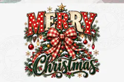 Merry Christmas Sublimation PNG, Vintage Red Polka Dot Typog Product Image 5