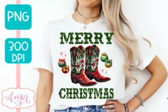 Merry Christmas sublimation PNG, Western Christmas PNG Product Image 1