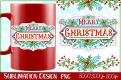 Merry Christmas Floral Sublimation. Vintage Christmas Signs Product Image 1