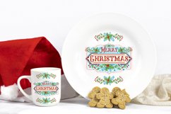 Merry Christmas Floral Sublimation. Vintage Christmas Signs Product Image 2