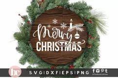 Merry Christmas SVG | Christmas Round Sign SVG Cut File Product Image 1