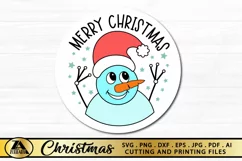 Christmas Door Sign SVG Round Ornament SVG Cute Snowman SVG Product Image 2