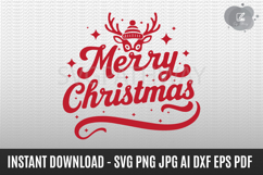 Merry Christmas SVG - Cute Christmas Reindeer Design Product Image 1