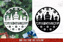 Merry Christmas Door Round Sign SVG | Christmas Town SVG Product Image 3