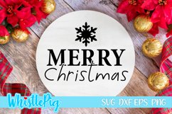 Merry Christmas SVG Farmhouse Christmas Svg Wood Round Svg Product Image 1
