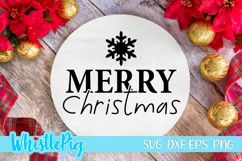 Merry Christmas SVG Farmhouse Christmas Svg Wood Round Svg Product Image 1