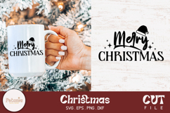 Retro Merry Christmas SVG for Cricut and Silhouette, printed on a Christmas mug as a festive gift idea