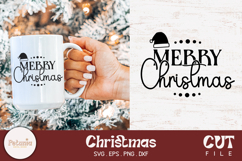 Retro Merry Christmas SVG for Cricut and Silhouette, printed on a Christmas mug as a festive gift idea