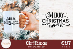 Retro Merry Christmas SVG for Cricut and Silhouette, printed on a Christmas mug as a festive gift idea