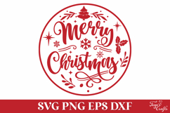 Merry Christmas Round Christmas SVG Ornament Product Image 2