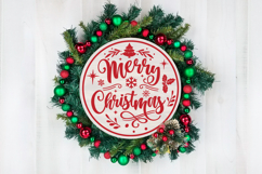 Merry Christmas Round Christmas SVG Ornament Product Image 3