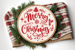 Merry Christmas Round Christmas SVG Ornament Product Image 4