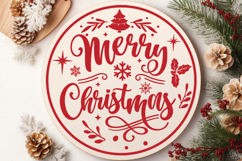 Merry Christmas Round Christmas SVG Ornament Product Image 5