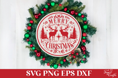 Merry Christmas Round Christmas SVG Ornament Product Image 1