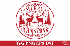 Merry Christmas Round Christmas SVG Ornament Product Image 2