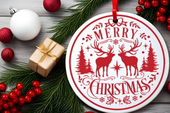 Merry Christmas Round Christmas SVG Ornament Product Image 3