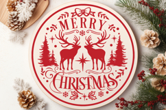 Merry Christmas Round Christmas SVG Ornament Product Image 4