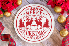 Merry Christmas Round Christmas SVG Ornament Product Image 5