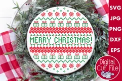 Merry Christmas Ugly Christmas Sweater Round Sign Svg Product Image 1