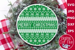 Merry Christmas Single Color Ugly Christmas Sweater Round Product Image 1