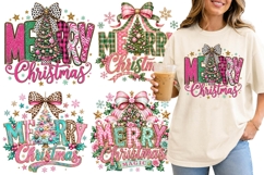 Merry Christmas Text Festive Christmas Tree Bow Holiday Png Product Image 1