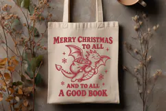 Merry Christmas Dragon Book Lover SVG, Fantasy Holiday PNG Product Image 3