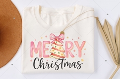 Merry Christmas PNG, Pink Preppy Christmas Color Tree Cake Product Image 8
