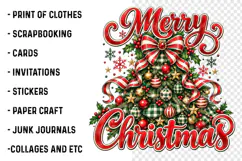 Merry Christmas Plaid Christmas Tree PNG | Red Striped Bow Product Image 2