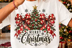 Merry Christmas Vintage Christmas Tree with Red Polka Dot Bo Product Image 3