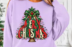 Merry Christmas Tree with Bow Vintage Holiday Sublimation PN Product Image 5