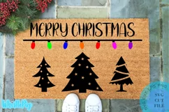 Farmhouse Christmas Doormat Svg - Merry Christmas Svg Tree Product Image 1