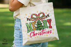Merry Christmas Text Festive Christmas Tree Bow Holiday Png Product Image 5