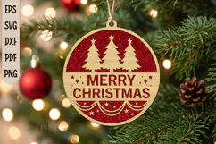 Merry Christmas Trees Ornament SVG,Layered Holiday Bauble Product Image 1