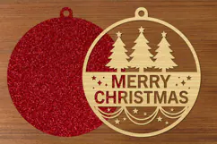 Merry Christmas Trees Ornament SVG,Layered Holiday Bauble Product Image 2