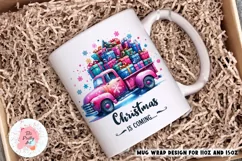Merry Christmas Truck Mug Wrap For 11 oz and 15 oz, 3d Mug, Christmas Png