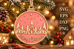 Merry Christmas Village SVG Laser Cut Product Image 1