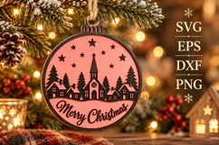 Merry Christmas Village SVG Laser Cut Product Image 2