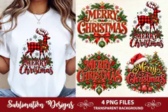 Merry Christmas Vintage Red and Gold Typography with Holly Product Image 1
